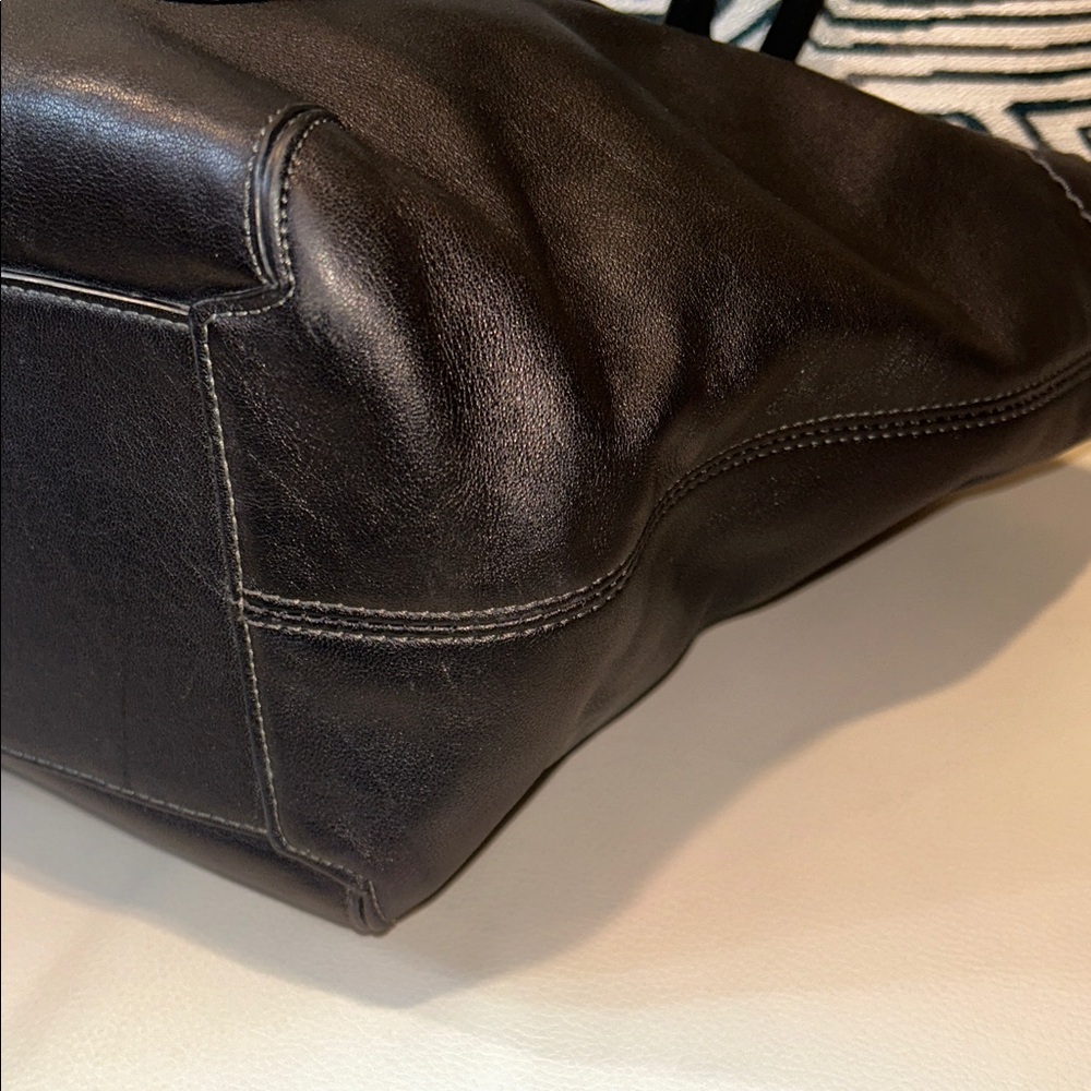 Coach Legacy Stripe Bleeker Black Leather Tote - Picture 13 of 17